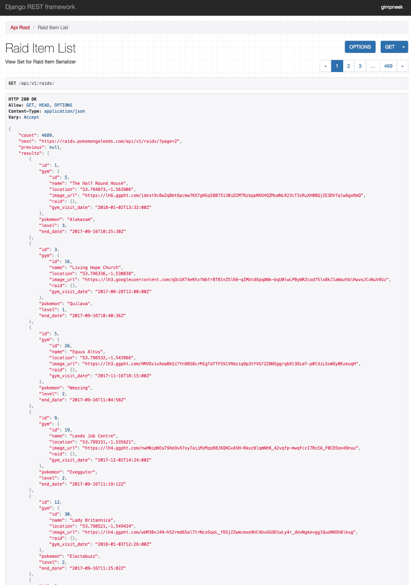 django rest framework api