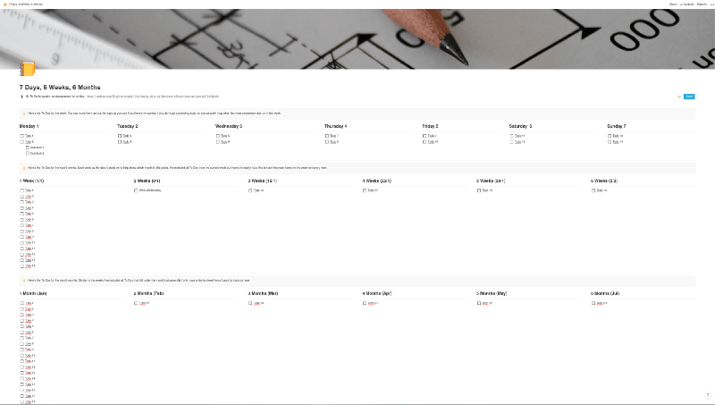 my todo list set up in notion