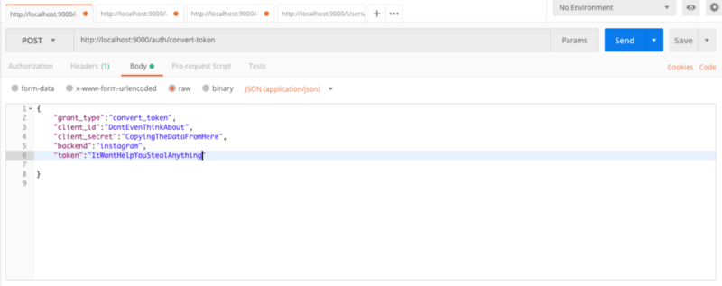 example of postman UI